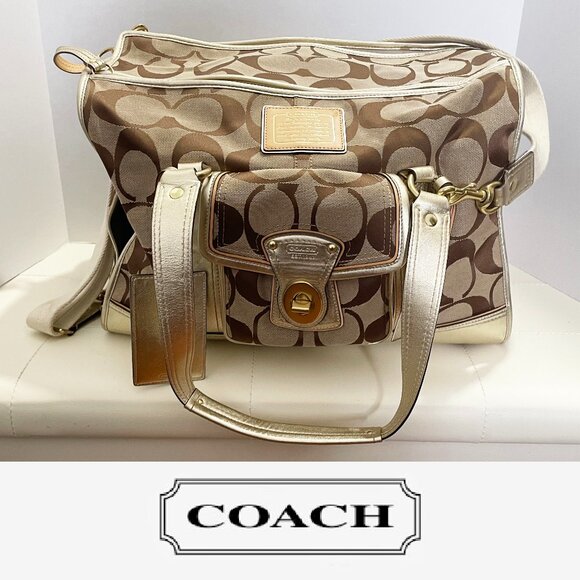 Genuine Coach Bag | Serial No. H0768-60126 | Tan Jacquard Monogram | Large | EUC - Picture 1 of 15